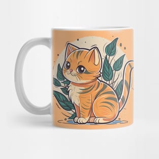 Kawaii kitten surrounded by plants Mug